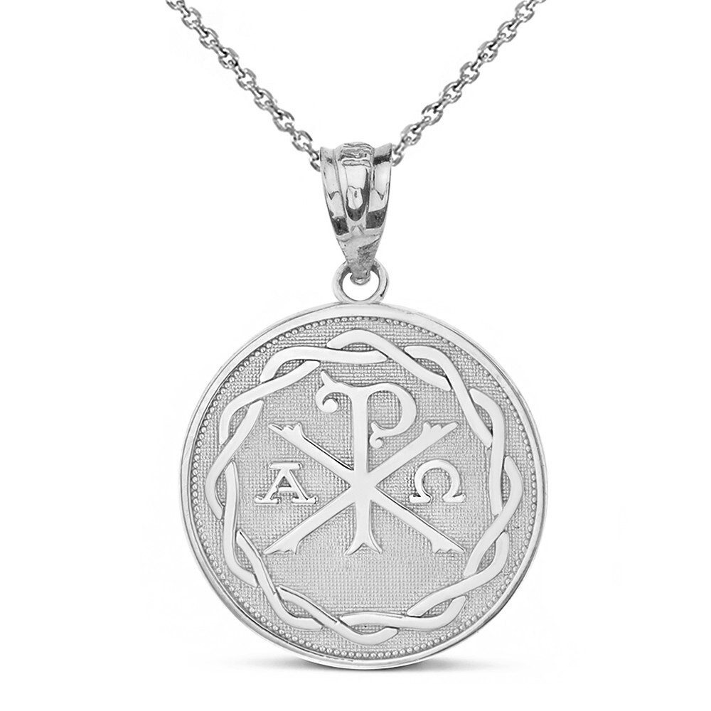 Gold Ancient Christian Chi Rho Px Symbol Disc Pendant(Yellow/Rose/White)