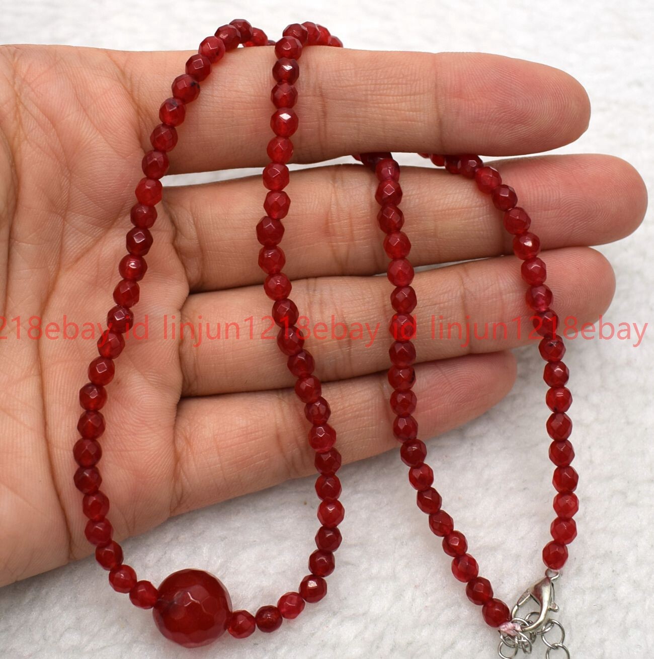 Beautiful Natural 4mm Faceted Red Jade Round Gemstone Beaded Necklace 16-28in