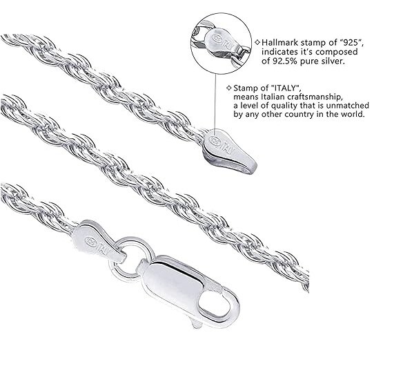 925 Sterling Silver Crucifix Jesus Cross Pendant Rope Chain Necklace 16″-30″