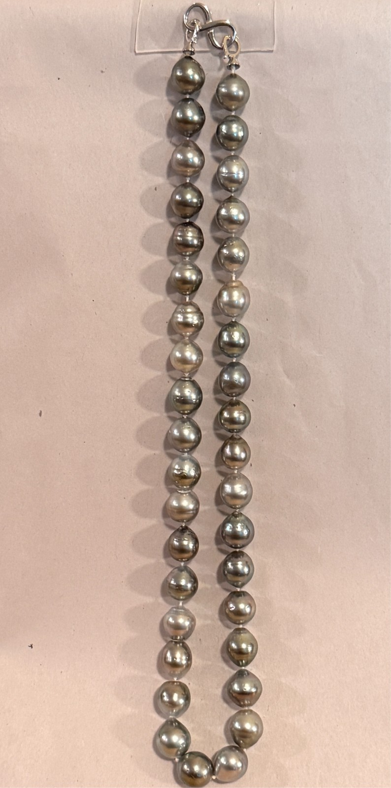 Large Tahitian Pearl Necklace 10.6-11.2mm 18″ Silver Seawater Pearls NEW