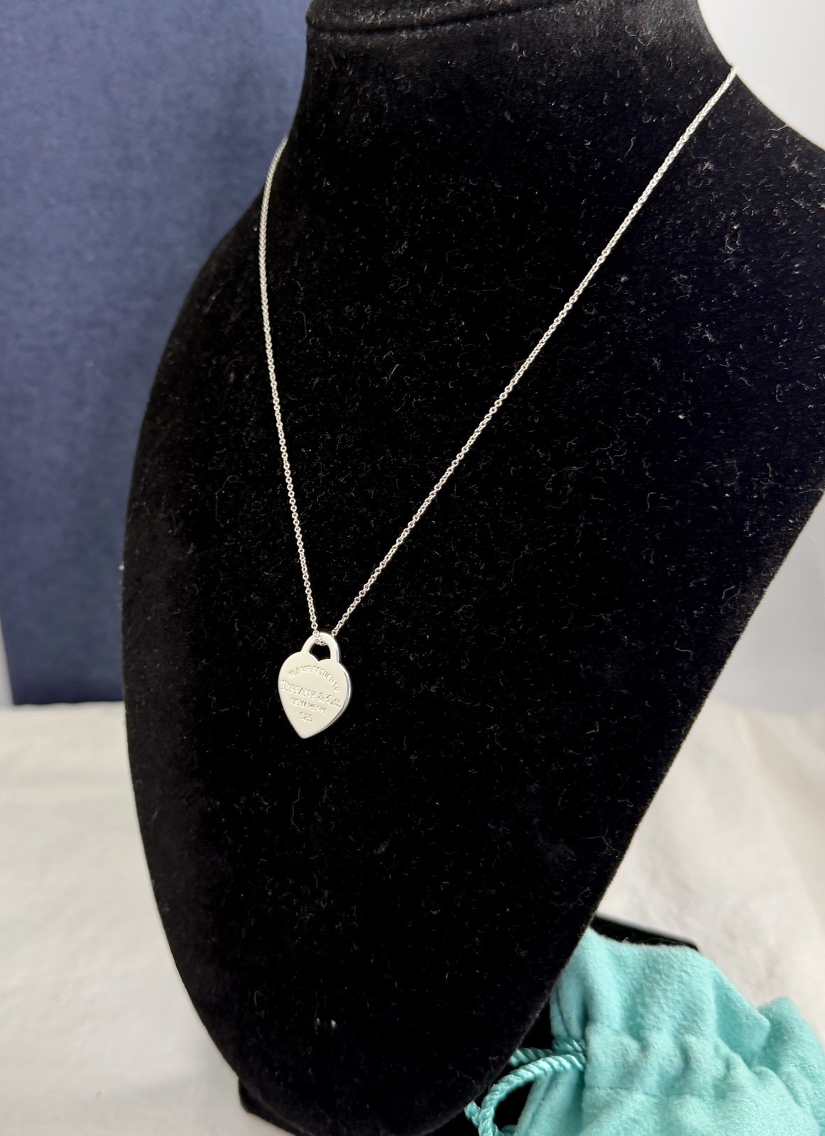 TIFFANY & CO. Sterling Silver Return To Tiffany 16mm Heart Pendant Necklace COA
