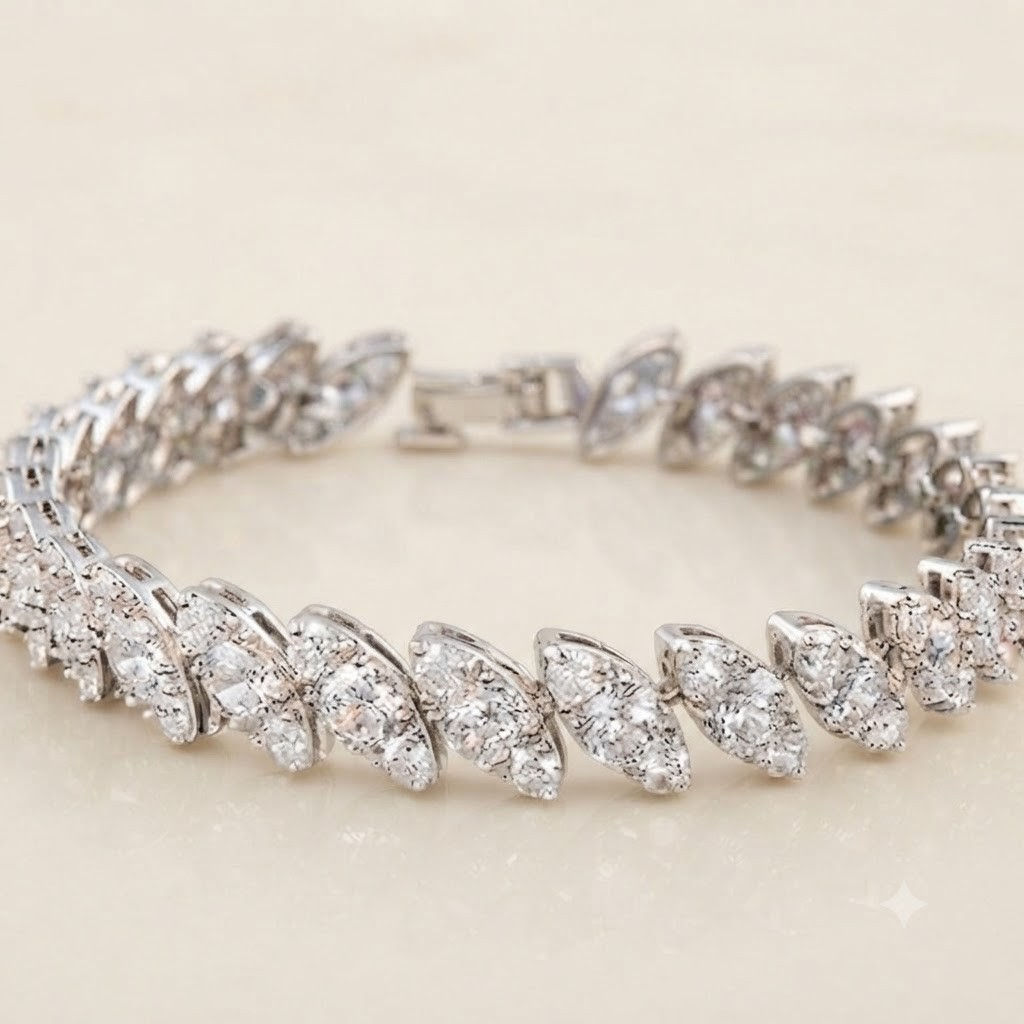 4 mm White Diamond Tennis Bracelet 6.5 in , Tariffs FREE & matching Studs.