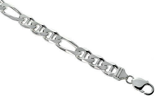 925 Sterling Silver Figarucci Chain Necklace 10.7mm 20in to 30in