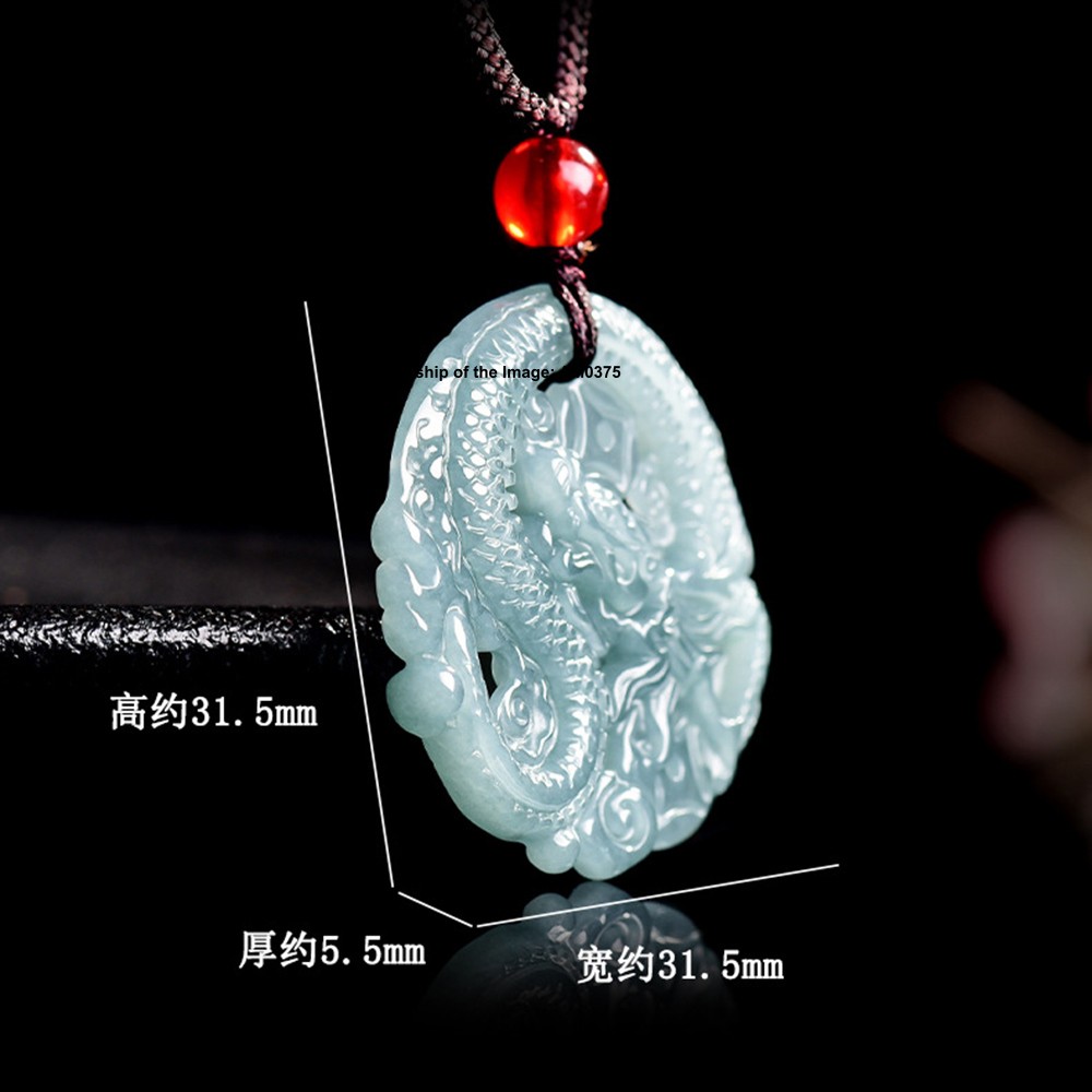 Natural Grade A Jade Jadeite ICY BLUE JADE Special Dragon Round Pendant