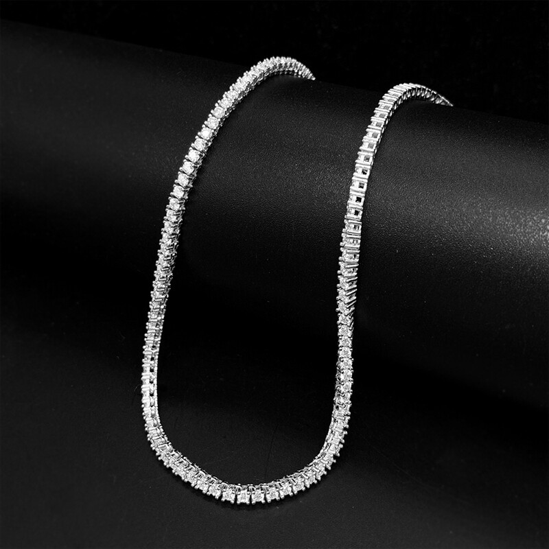 2mm D Color VVS Moissanite Tennis Chain Necklace 925 Sterling Silver Pass Tester