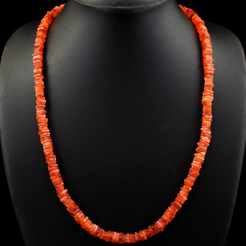 Untreated 185.00 Cts Natural Orange Carnelian Heishi Beads Necklace JK 50E276