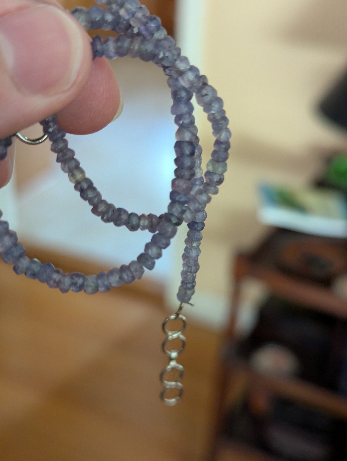 light blue Tanzanite Necklace (broken/impartial metal end) 18.26 in