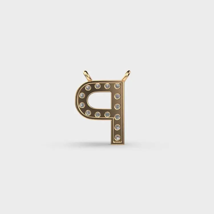 2.00 Ct Initials Diamond Pendant – P (Without Chain) 14k gold plated