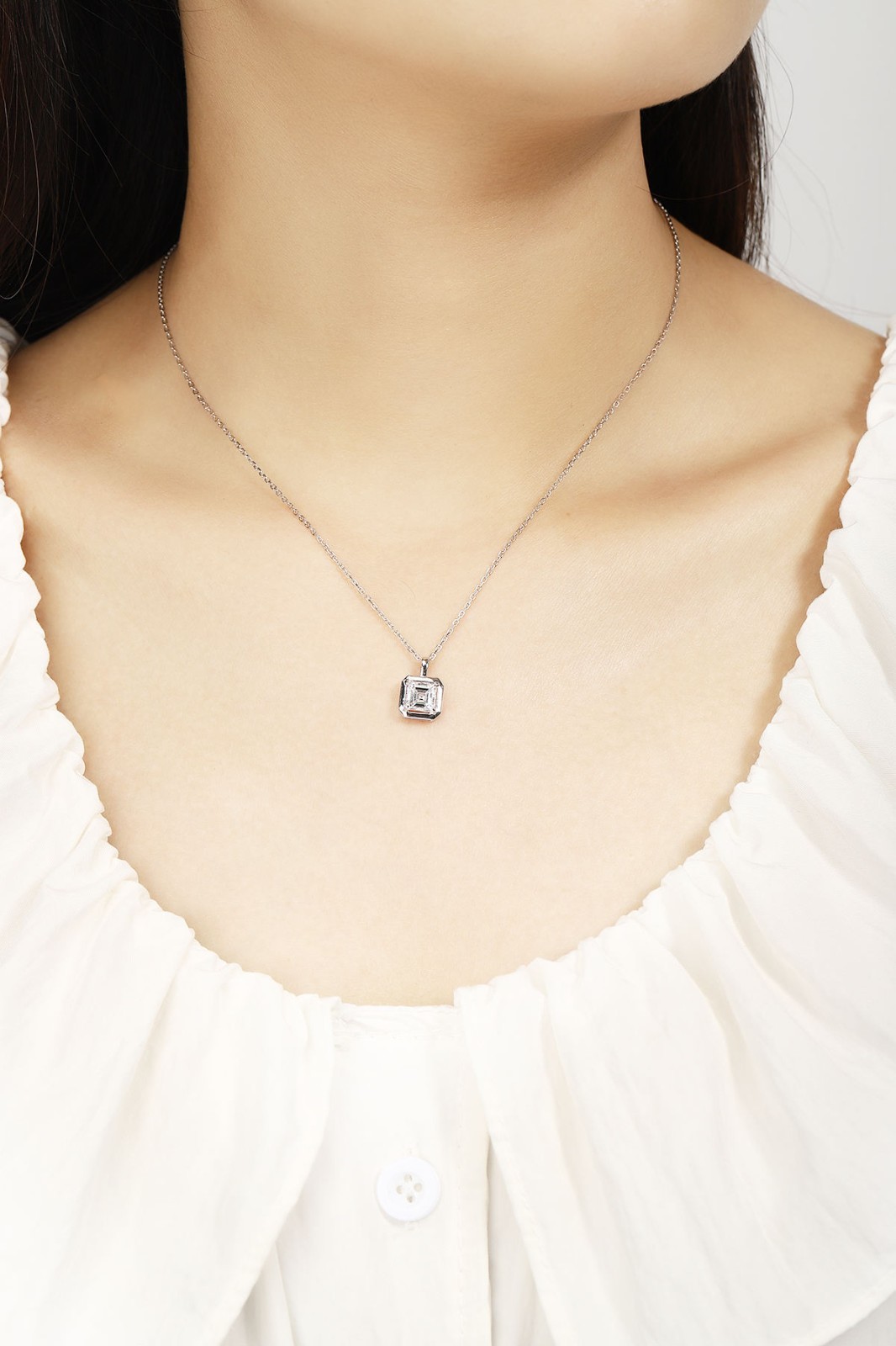 1Carat princes Lab Grown Diamond Pendant Necklace with Free Chain 14k white gold