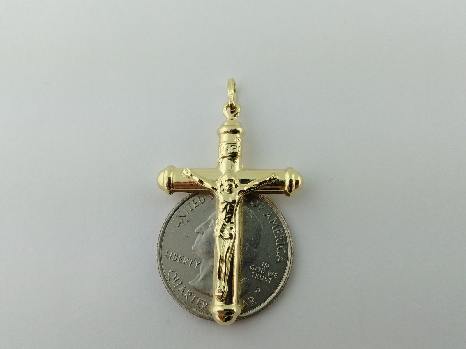 14K Solid Gold Italian Cross Pendant Charm.Very elegant Very Good Price.