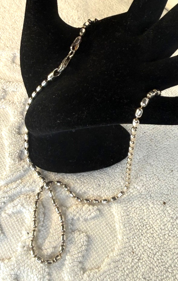 Sterling Silver 4mm Rice Bead 18″ Necklace made in Italy