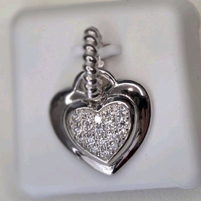 Sterling Silver 925 Heart Pendant with Moissanite 0.25ctw White Colorless Stone