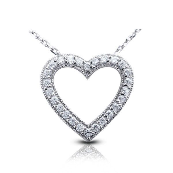 0.96ctw F VS1 Round Brilliant Earth Mined Certified Diamonds White Gold Pendant