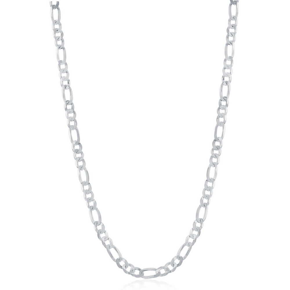 Sterling Silver 3.3mm Figaro Chain – Rhodium Plated