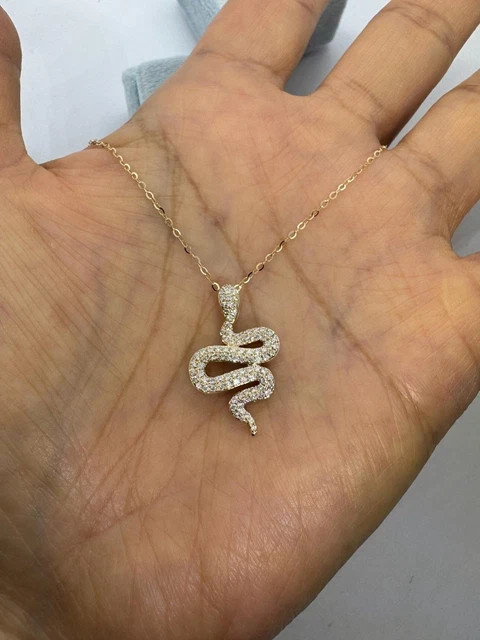 2.25 Ctw Round Lab Created Snake Pendant Necklace 14K Yellow Gold Plated