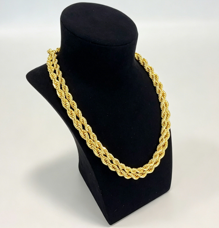 Real 14K SOLID Yellow Gold Rope Chain 1.5-9mm 20-26Inches necklace Lobster Lock