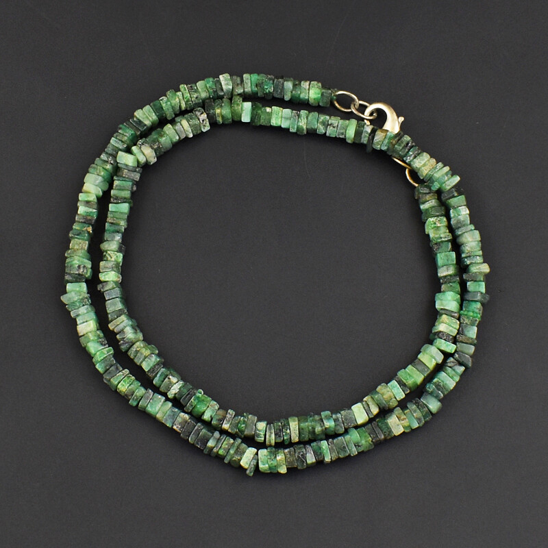 123 Cts Earth Mined Untreated Emerald Heishi Beads Necklace Jewelry JK 49E332