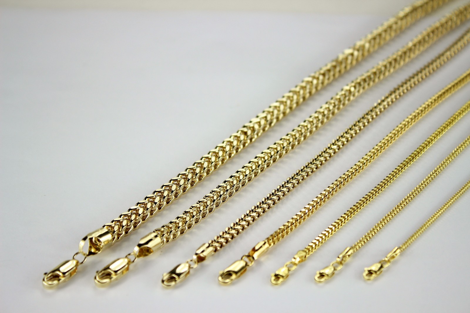 10K Yellow Gold Hollow Franco Necklace Chain Box Link Men Women 1.5mm~4mm 16~36″