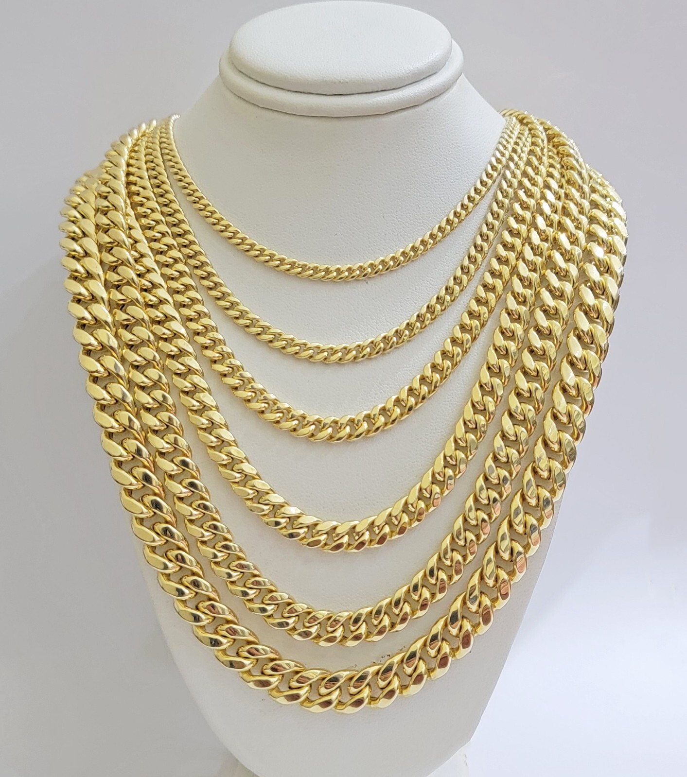 Real 10k Gold Chain Necklace Miami Cuban Link 18″-30″ Inch 6mm 7mm 8mm 9mm 10mm