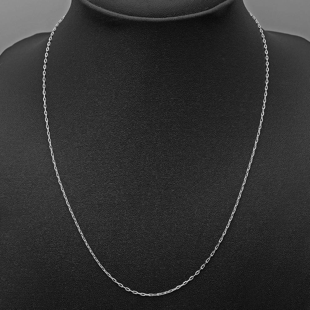 18″ 925 Sterling Silver Paperclip Chain Necklace Modern, Shiny & Elegant DGC1045