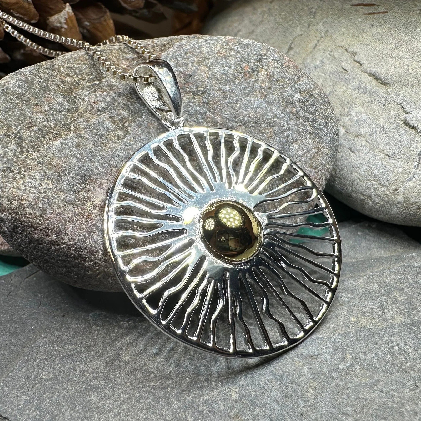 Sun Necklace Beach Celestial Wiccan Pagan 925 Ladies Pendant W/FREE CHAIN