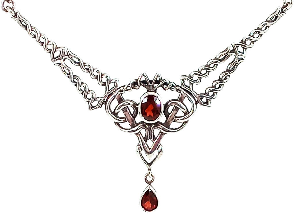Vintage 2003 Peter Stone Celtic Garnet Necklace PSCL