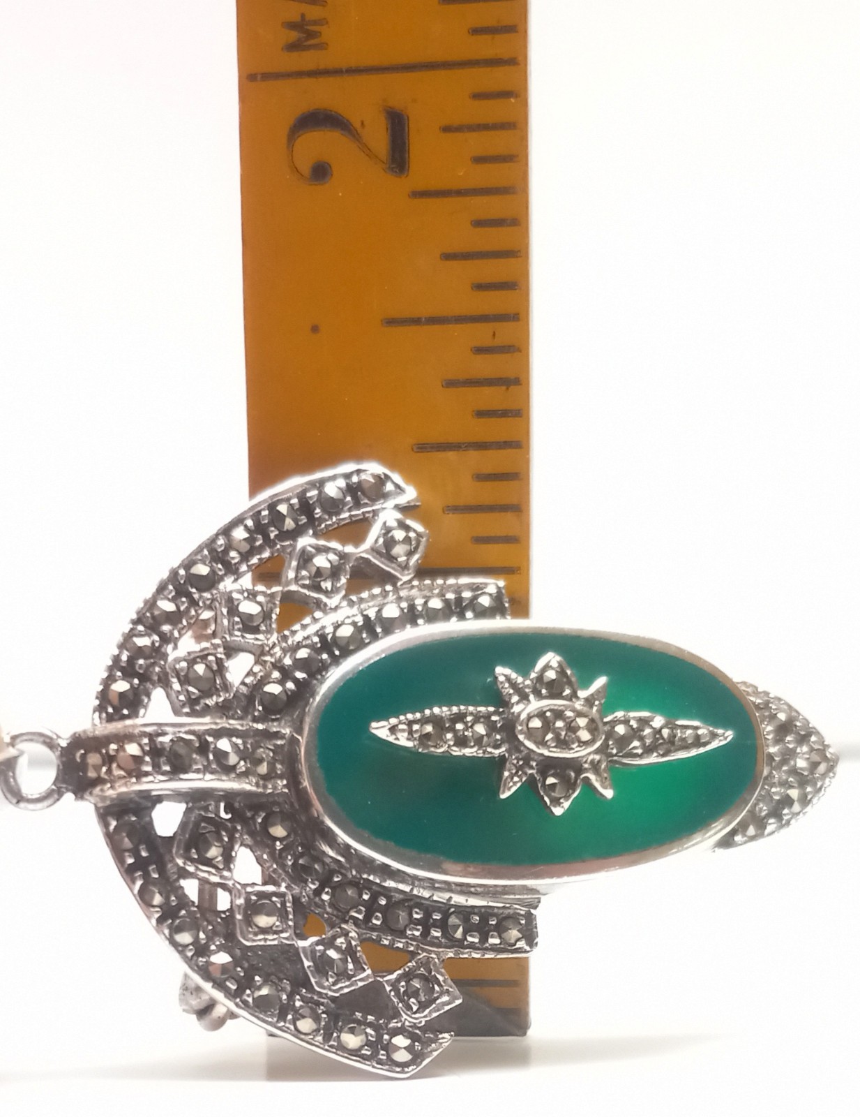Beautiful Vintage Art Deco Style Sterling Silver Marcasite Pendant/Pin 10.65gr