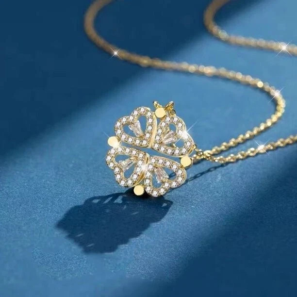 3Ct Round Cut Lab Created Diamond Magnetic Flower Pendant 14K Yellow Gold Plated