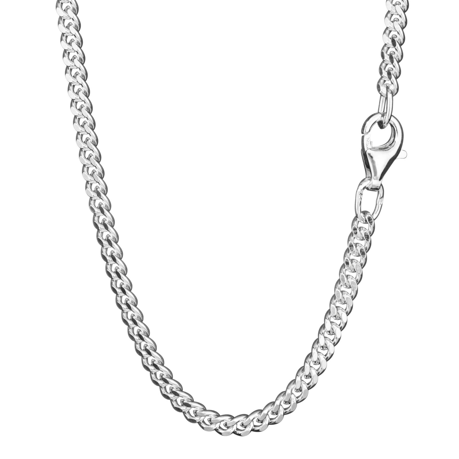 Necklace 70cm curb chain 4 times diamond plated 925 silver necklace 2.8mm wide 6933