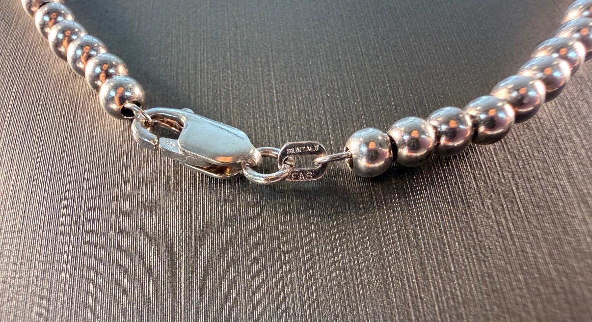 FAS 925 Italy Sterling Silver 4mm Ball Bead, 18″ Necklace – 19 Grams