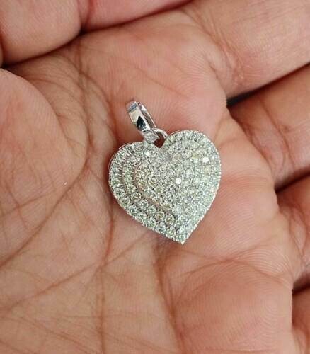 2Ct Round Cut VVS1 Diamond Cluster Heart Pendant 14k White Gold Over Free Chain
