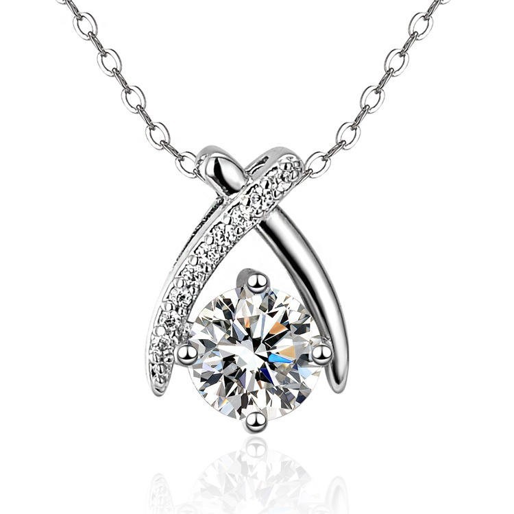925 Sterling Silver Round Moissanite Solitaire Pendant Necklace Jewelry For Her