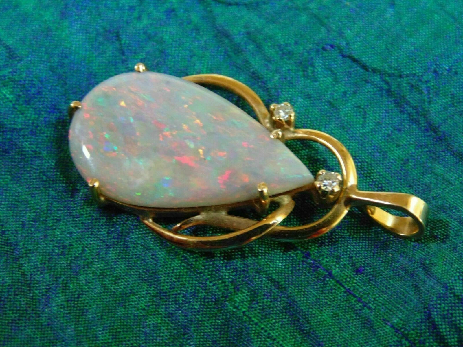 Fire Opal 4Ct Pear Teardrop 14K Yellow Gold Plated Without Chain Pendant