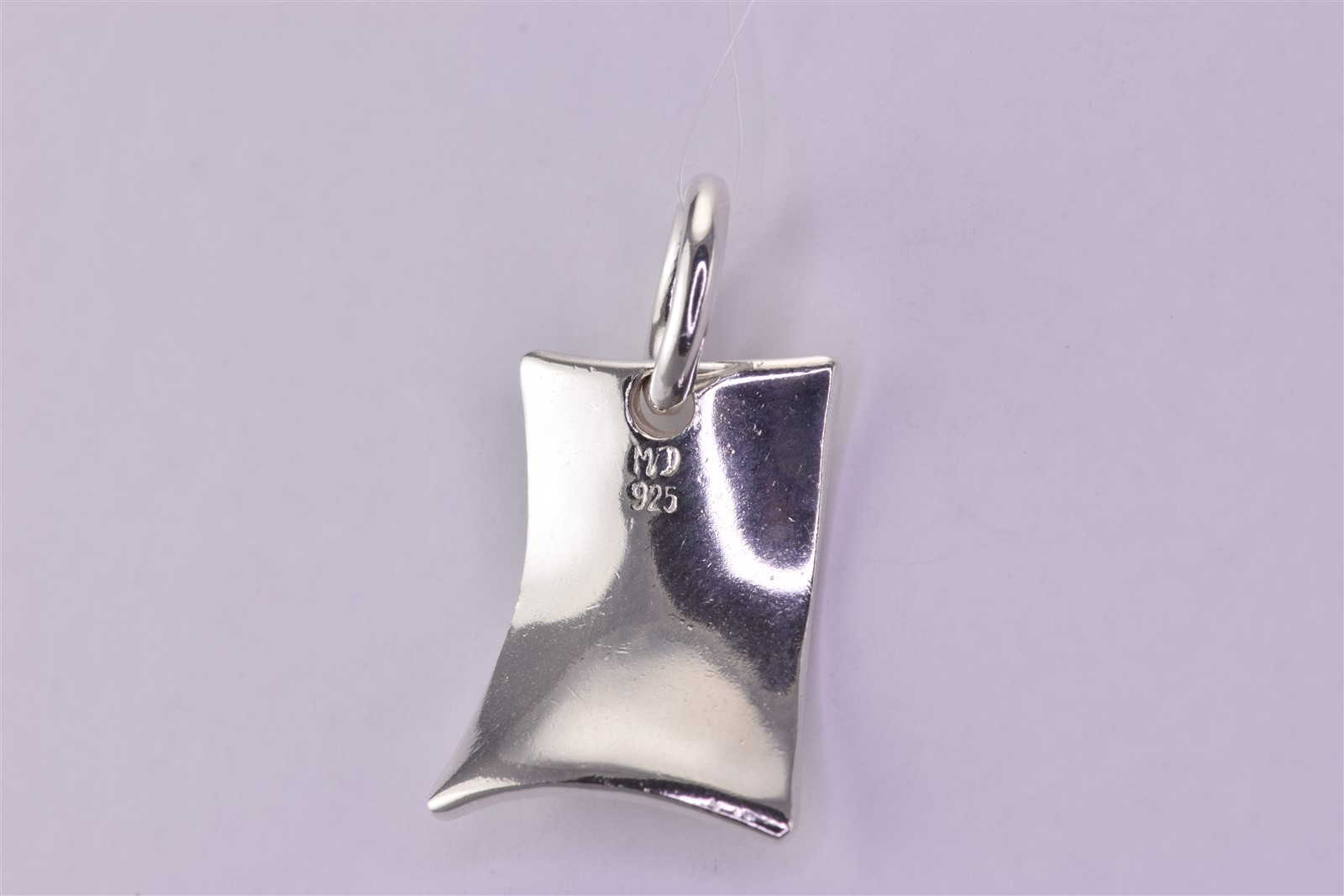 Sterling Silver 20mm x 16mm Polished Concaved Modernist Rectangle 925 Pendant