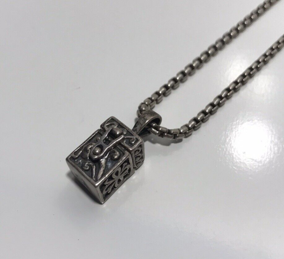 DAVID YURMAN 925 Box Chain w/14k Yellow Gold DY Logo & Unbranded Box Pendant