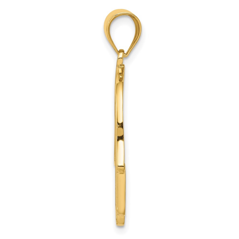 14k Yellow Gold Filigree Hamsa Pendant, 16 x 31mm