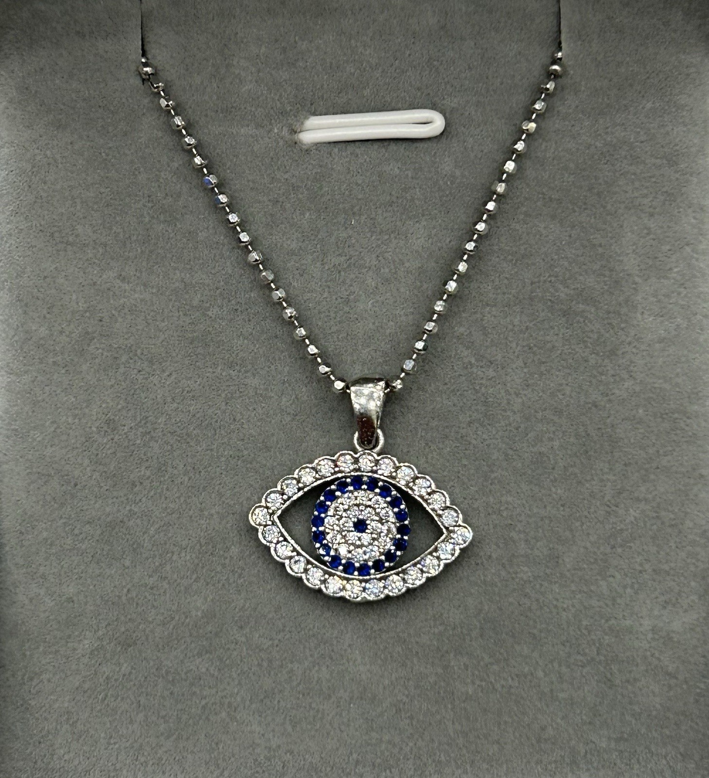 925 Sterling Silver Evil Eye Pendant Necklace With Italian Bead Chain For Women