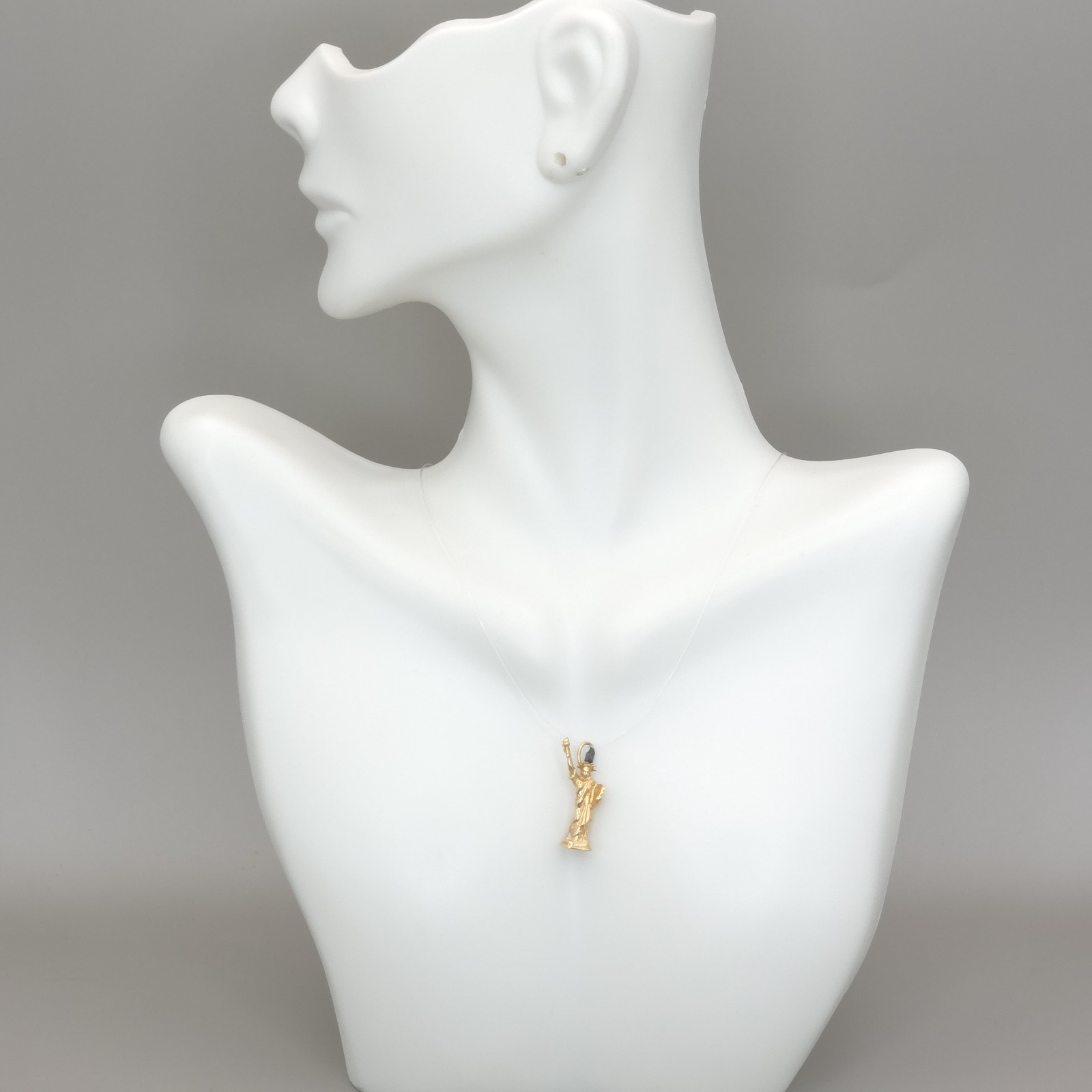 3d 14k Yellow Gold Statue Of Liberty Lady Pendant New York 1″ Charm 2 grams Vtg