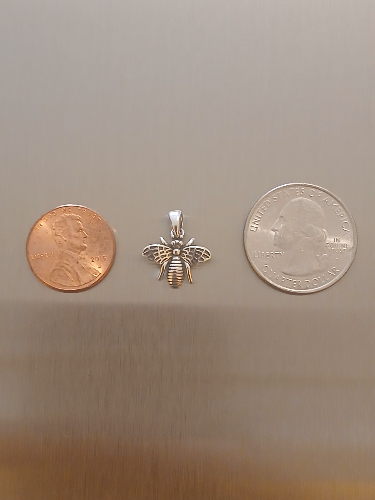 Sterling Silver 925 Bee Pendant, Signed, Animals & Insects Design,Flying Bug.