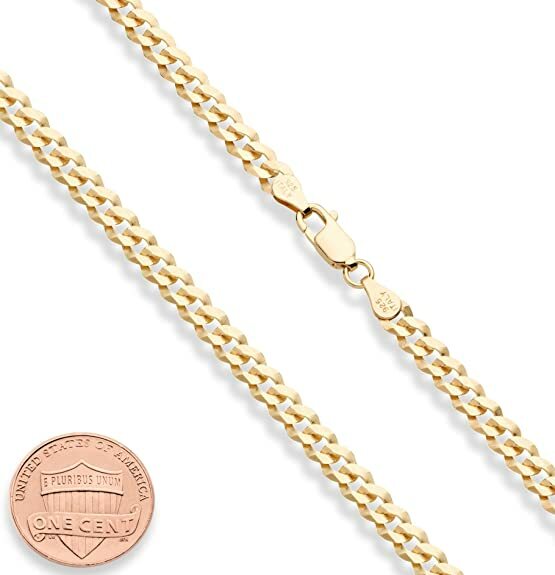 4.5MM Solid 925 Sterling Silver Italian Gold Curb Cuban Chain Necklace 18″- 24″