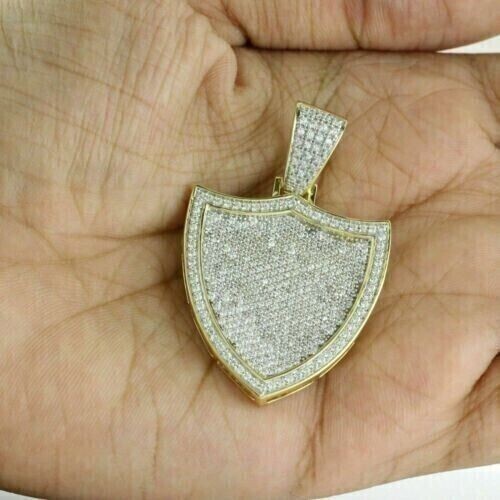 3Ct Lab Created Diamond Round Cluster Charm Men’s Pendant 14K Yellow Gold Plated