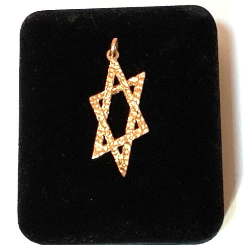 14K Yellow Gold Brushed Star of David Jewish Religious Pendant – Excellent