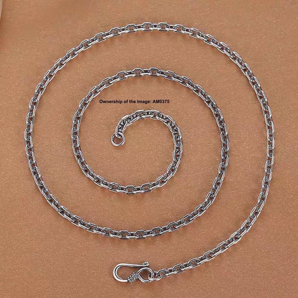 Pure 925 Sterling Silver Necklace – 4mm Cable Link Chain Necklace 50-70cm