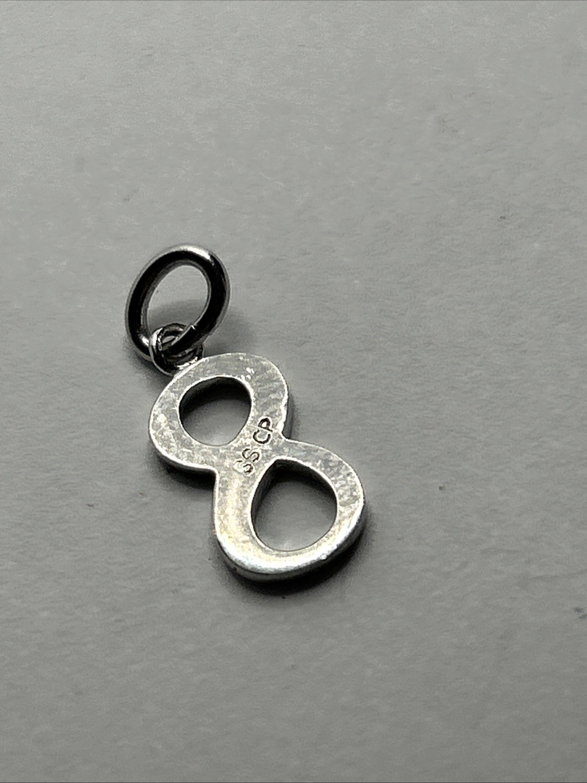 New Sterling Silver Number 8 Charm Pendant, 925