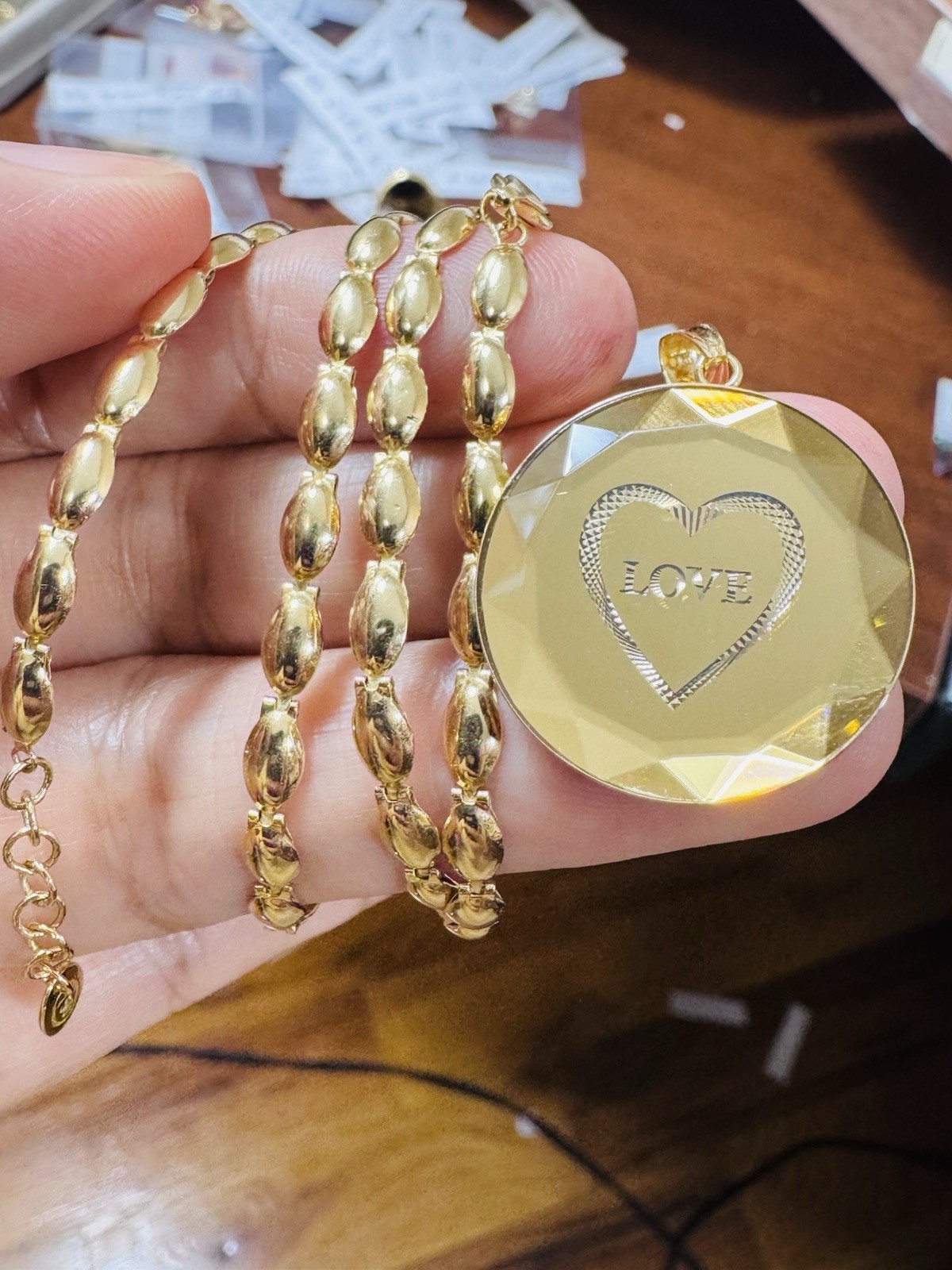 RARE 18K K18 Japan Gold Round Heart Pendant W/ Necklace 17/17.5” Long 14.6g 4mm