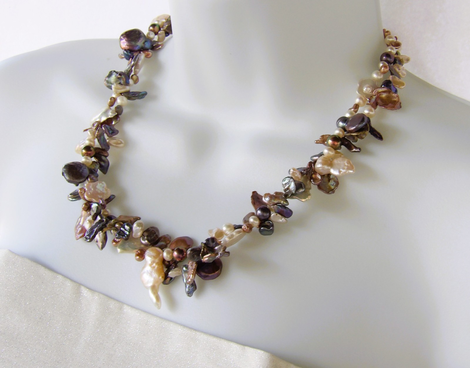19.5 inches long Multicolor Mix shapes Genuine Freshwater Pearl Necklace NK957