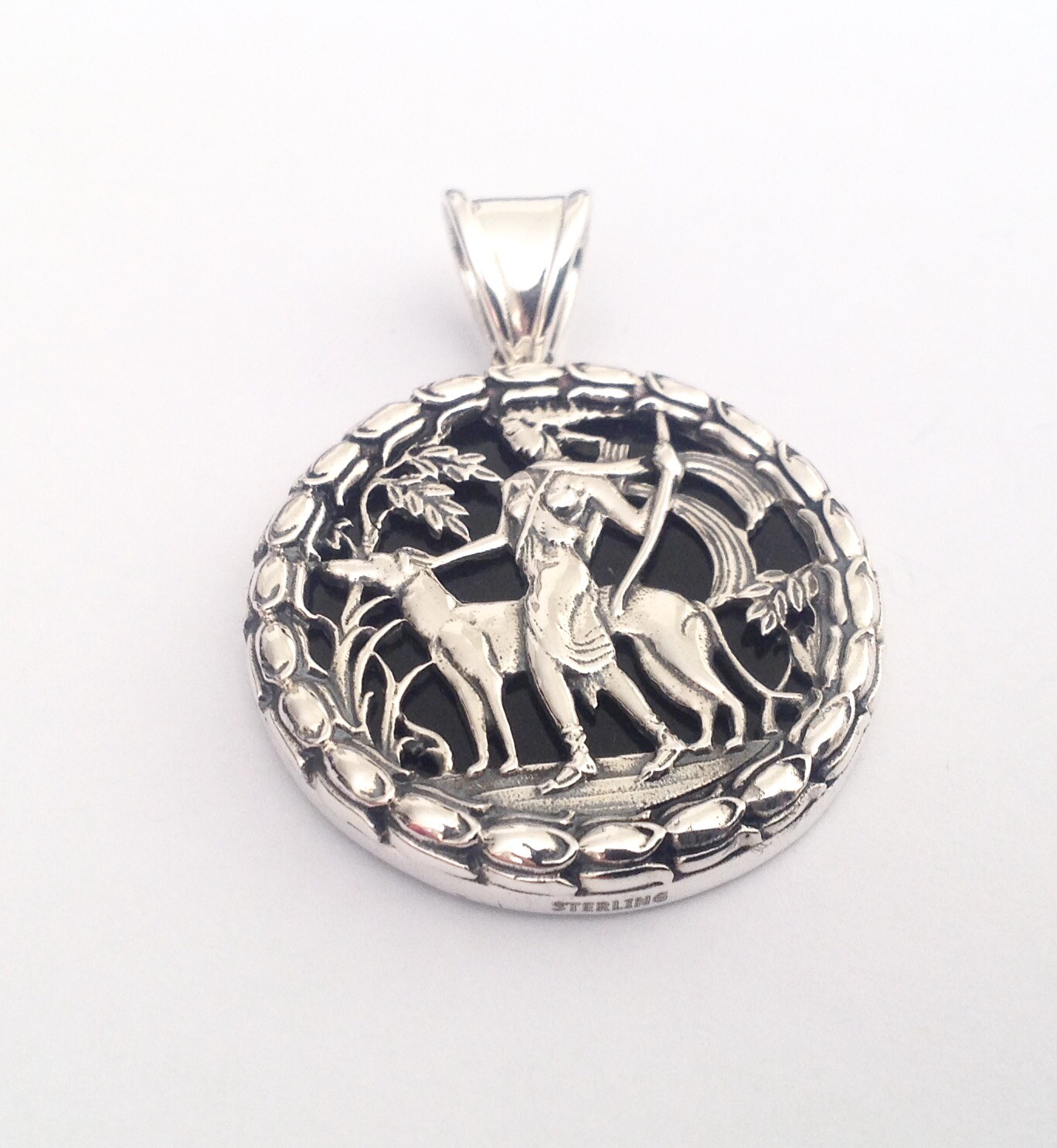 Artemis Greek Goddess of Hunt Forest Animals Moon Birth Sterling Silver Necklace