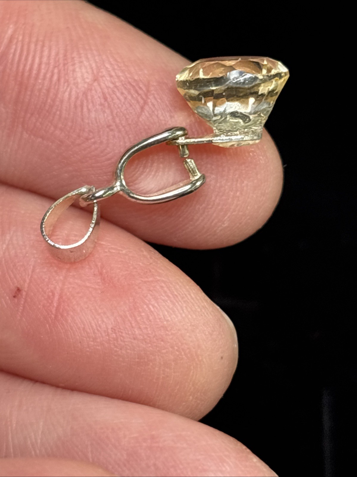 Artisan Sterling Silver Plated Bail And Approx 3 Carat Citrine Solitaire Pendant