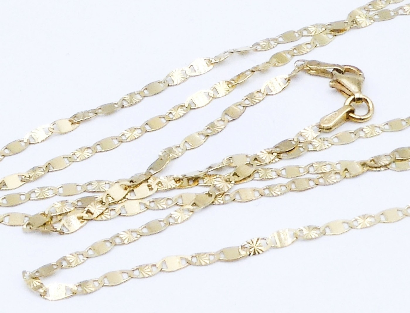 Gold Plated Sterling Silver Italy Textured Link Chain Mens Womens 24″ Necklace