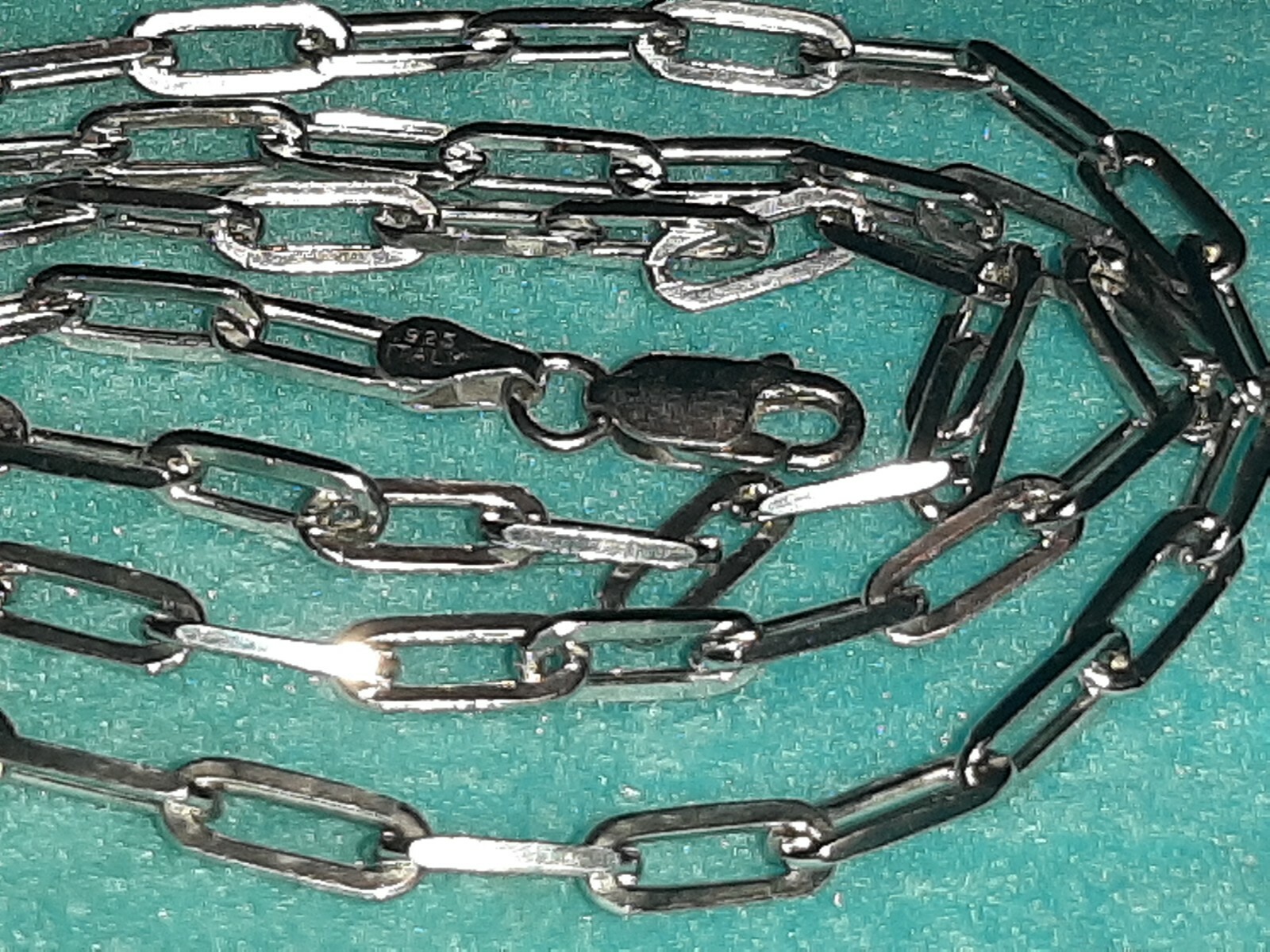 Long Paper Clip Necklace Chain 24 Inch 925 Sterling Silver Solid Necklace 17 Gr
